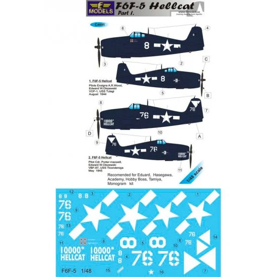 LF Models LFC4891 1/48 F6F-5 Hellcat pt.I. Decal for Eduard/Hasegawa/Tamiya/Academy/Hobby Boss/Monogram