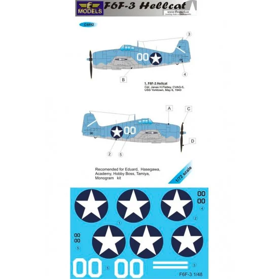 LF Models LFC4892 1/48 F6F-3 Hellcat from Yorktown Decal for Eduard/Hasegawa/Academy/Hobby Boss/Taymia