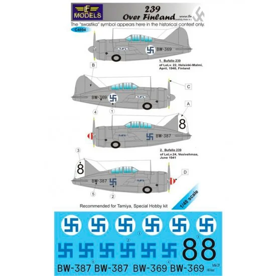 LF Models LFC4894 1/48 Brewster Model 239B over Finland Decal for Tamiya, Special Hobby kit - Model Planes
