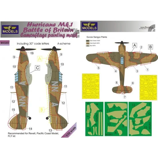 LF Models LFM3283 1/32 Hurricane Mk.I Battle of Britain Camo Mask for Revell/Pacific Coast Model/FLY - Model Planes