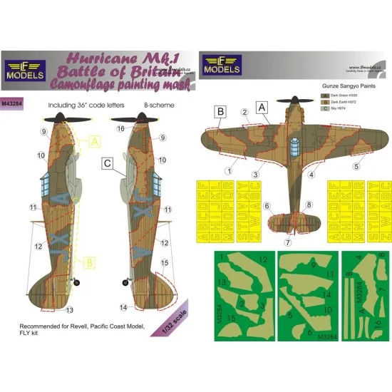 LF Models LFM3284 1/32 Hurricane Mk.I Battle of Britain Camo Mask for Revell/Pacific Coast Model/FLY - Model Planes