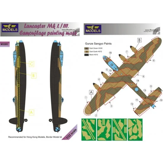 LF Models LFM3285 1/32 Lancaster Mk.I. / III. Camo Mask for Hong Kong Models/Border Model - Model Planes
