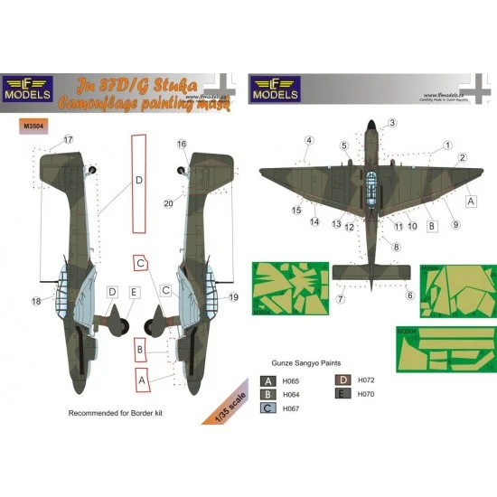 LF Models LFM3504 1/35 Junkers Ju87D/G Stuka Camouflage Painting Mask for Border kit - Model Planes