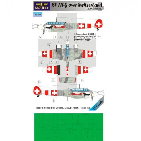 LF Models LFM4801 1/48 Bf 110G over Switzerland Mask (1 marking option) for Eduard/Mauve/Italeri/Revell - Model Planes