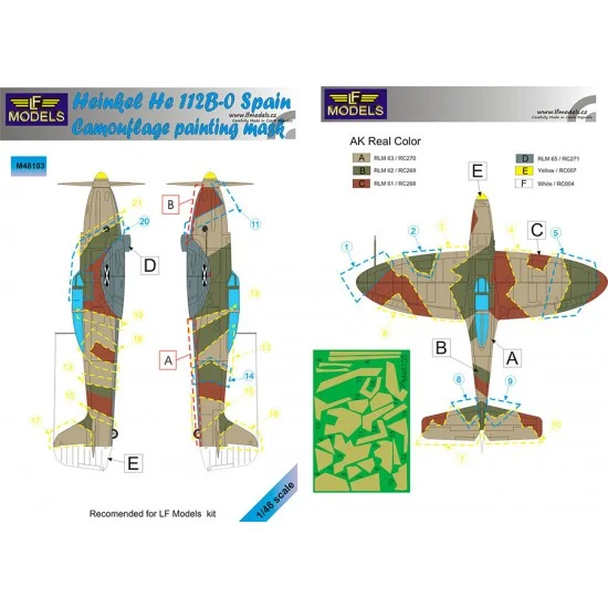 LF Models LFM48103 1/48 Heinkel He 112 over Spain Camouflage painting mask for LF Models kit - Model Planes