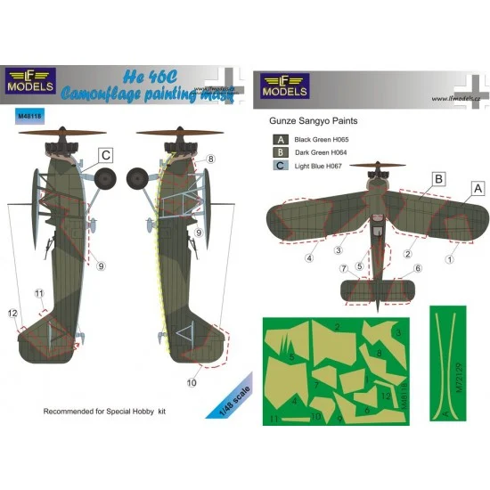LF Models LFM48118 1/48 He 46C Camouflage Painting Mask for Special Hobby kit - Model Planes