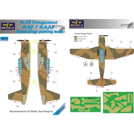 LF Models LFM48122 1/48 A-35 RAF / RAAF Camouflage Painting Mask for AZ Model, DORA Wings kit.
