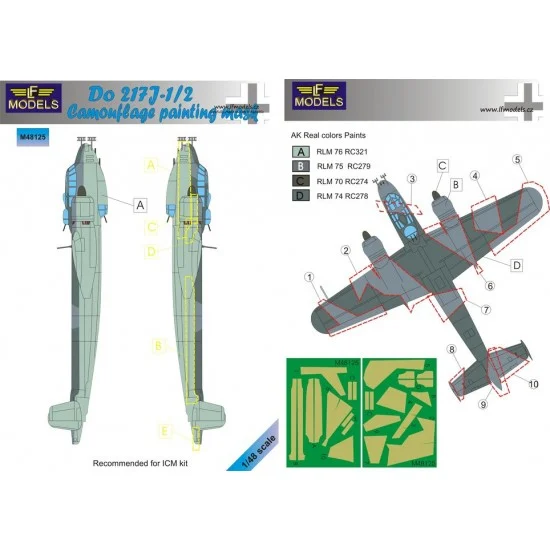 LF Models LFM48125 1/48 Do 217J-1/2 Camouflage Painting Mask for ICM kit.