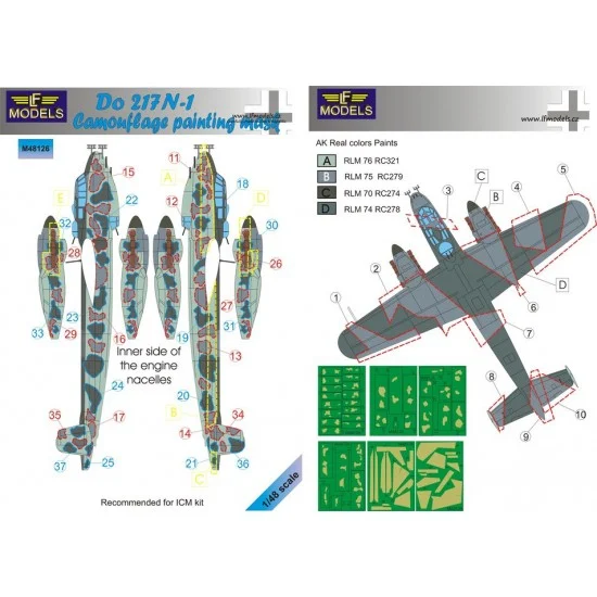 LF Models LFM48126 1/48 Do 217N-1 Camouflage Painting Mask for ICM kit.