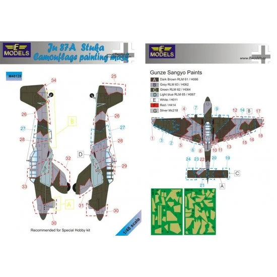 LF Models LFM48128 1/48 Ju 87A Stuka Camouflage Painting Mask for Special Hobby kit. - Model Planes