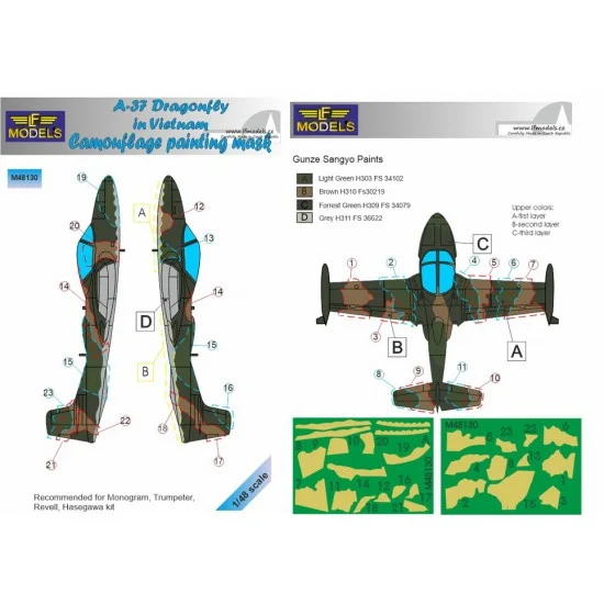 LF Models LFM48130 1/48 A-37 Dragonfly in Vietnam Camo Mask for Monogram/Trumpeter/Revell/Hasegawa
