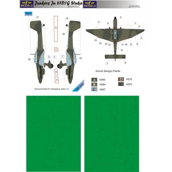 LF Models LFM4814 1/48 Junkers Ju87D/G Stuka Camouflage Painting Masks for Hasegawa/Italeri kit - Model Planes