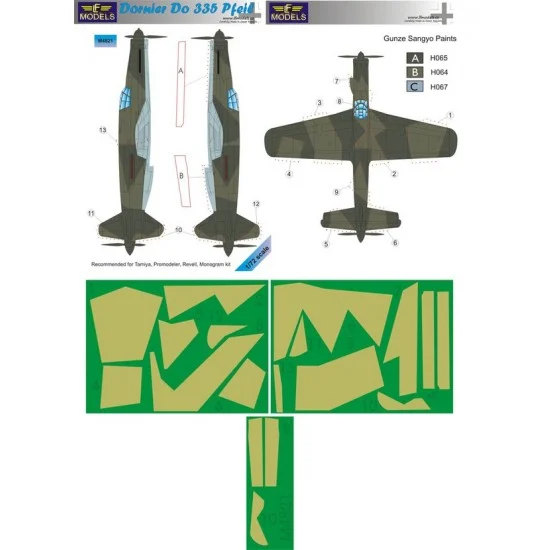 LF Models LFM4821 1/48 Dornier Do 335 Pfeil Camo Mask for Tamiya/Promodeler/Revell/Monogram kit - Model Planes