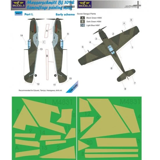 LF Models LFM4831 1/48 Bf 109E Early scheme part I. Camo Mask for Eduard/Tamiya/Hasegawa/Airfix - Model Planes