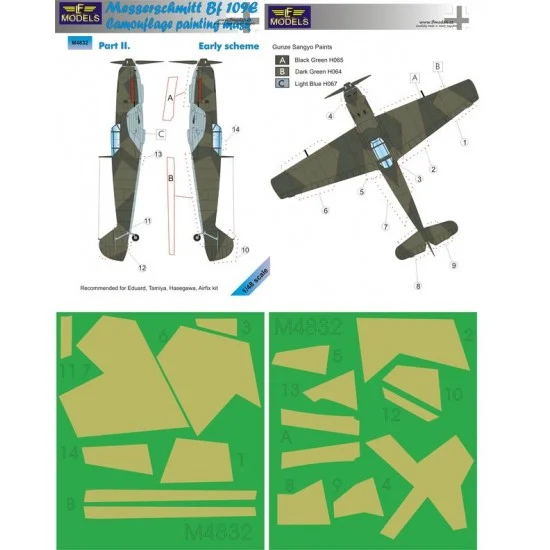 LF Models LFM4832 1/48 Bf 109E Early scheme part II. Camo Mask for Eduard/Tamiya/Hasegawa/Airfix - Model Planes