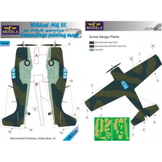 LF Models LFM4840 1/48 Grumman Wildcat Mk.VI FAA Camo Mask for Eduard/Tamiya/Hobby Boss kit - Model Planes