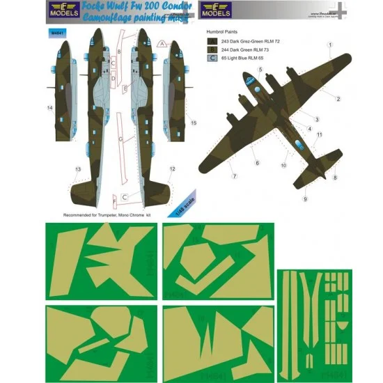 LF Models LFM4841 1/48 Focke Wulf Fw 200 Condor Camo Painting Mask for Trumpeter/Mono Chrome kit - Model Planes