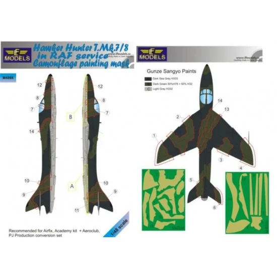 LF Models LFM4866 1/48 Hawker Hunter T.Mk.7/8 in RAF service Camo Mask for Airfix/Academy kit - Model Planes