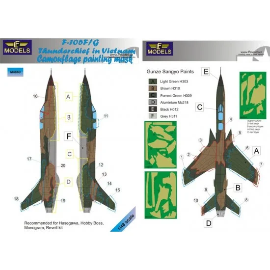 LF Models LFM4869 1/48 Republic F-105F/G Thunderchief Camo Mask or Hasegawa/Hobby Boss/Revell