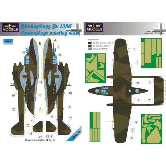 LF Models LFM4875 1/48 Blohm Voss 138C Camouflage Painting Mask for MPM kit. - Model Planes