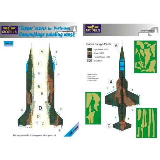 LF Models LFM4879 1/48 F-104C Starfighter USAF in Vietnam Camo Mask for Hasegawa/Monogram