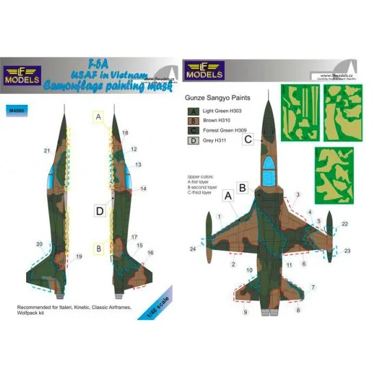 LF Models LFM4880 1/48 F-5A Freedom Fighter USAF in Vietnam Camo Mask for Italeri/Kinetic