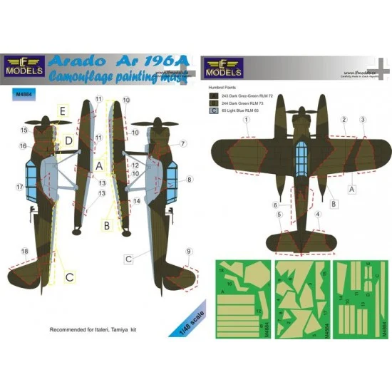 LF Models LFM4884 1/48 Arado Ar 196A Camouflage Painting Mask for Italeri/Tamiya kit - Model Planes