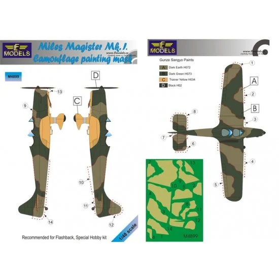 LF Models LFM4899 1/48 Miles Magister Mk.I. Camo Painting Mask for Flashback/Special Hobby kit - Model Planes