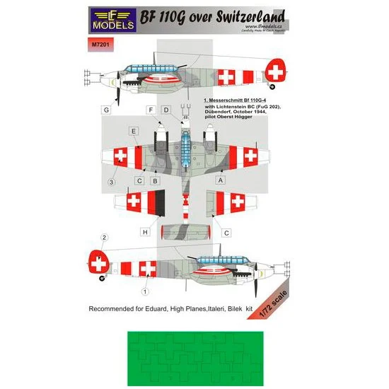 LF Models LFM7201 1/72 Bf 110G Switzerland Mask for Eduard/High Planes/Italeri/Bilek kit - Model Planes