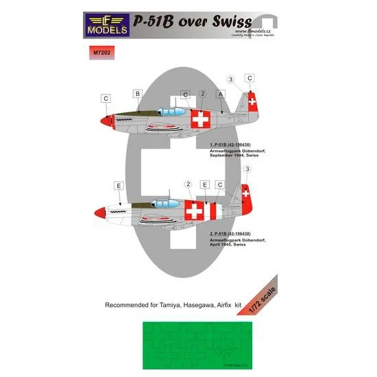 LF Models LFM7202 1/72 P-51B over Swiss Mask for 2 marking options for Tamiya/Hasegawa/Airfix kit