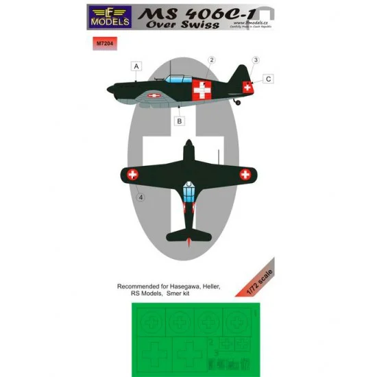 LF Models LFM7204 1/72 MS 406C-1 over Swiss Mask for 1 marking option for Hasegawa/Heller/RS/Smer