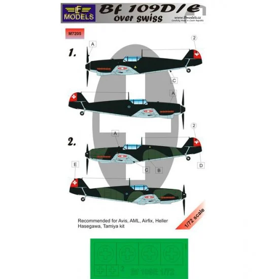 LF Models LFM7205 1/72 Bf 109D/E over Swiss Mask for 2 marking options for Eduard/Heller/Hasegawa - Model Planes