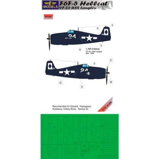 LF Models LFM7209 1/72 F6F-5 USS Langley Mask for Eduard/Hasegawa/Academy/Hobby Boss/Tamiya