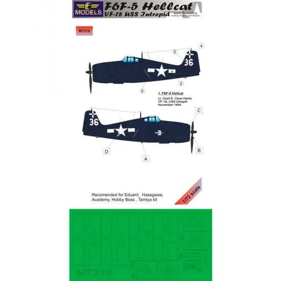 LF Models LFM7210 1/72 F6F-5 USS Intrepid Masks for Eduard/Hasegawa/Academy/Hobby Boss/Tamiya