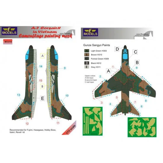 LF Models LFM72114 1/72 A-7 Corsair II in Vietnam Camo Mask for Fujimi/Hasegawa/Hobby Boss/Italeri