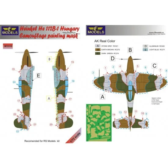LF Models LFM72115 1/72 Heinkel He 112 over Hungary Camouflage Painting Mask for RS Models - Model Planes