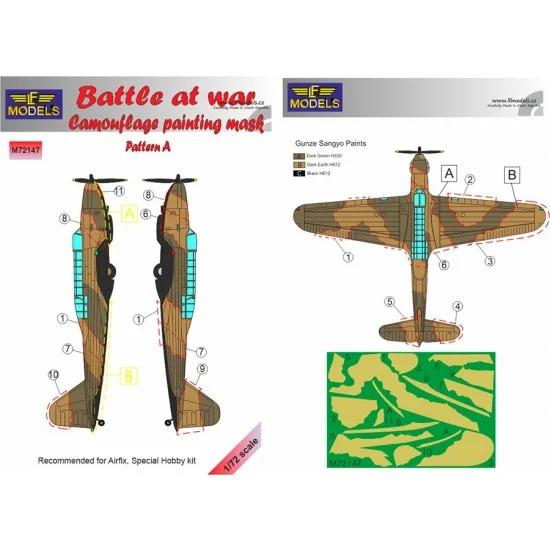 LF Models LFM72147 1/72 Battle at war Camouflage Painting Mask for Airfix/Special Hobby kit. - Model Planes