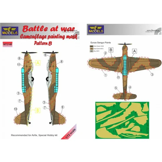 LF Models LFM72148 1/72 Battle at war Camo Painting Mask Pattern B for Airfix/Special Hobby kit - Model Planes