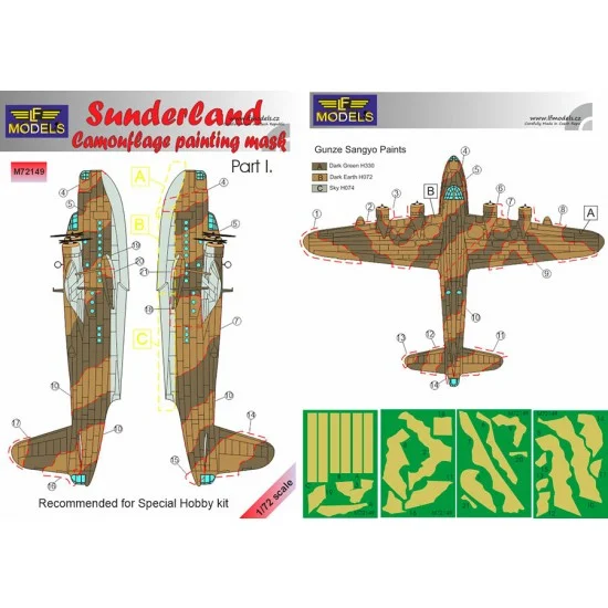 LF Models LFM72149 1/72 Sunderland Camo Mask Part I. Camo Mask for Special Hobby kit. - Model Planes