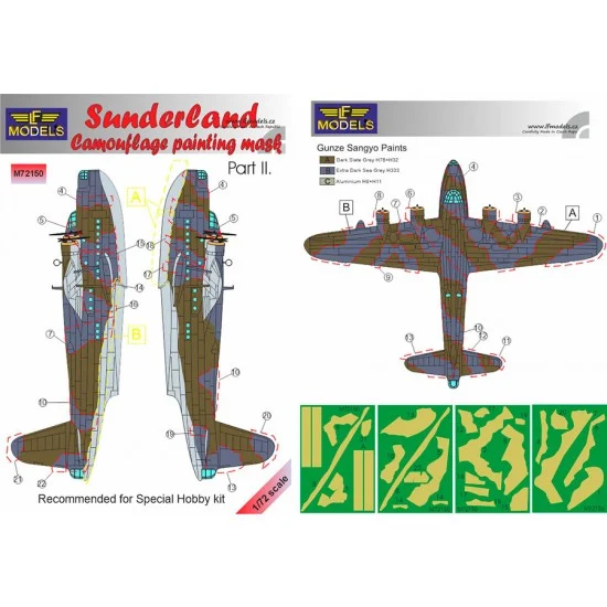 LF Models LFM72150 1/72 Sunderland Camouflage Painting Mask Part II. for Special Hobby kit - Model Planes