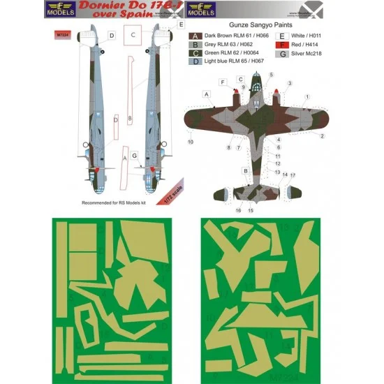 LF Models LFM7224 1/72 Dornier Do17E-1 over Spain Camouflage Painting Masks for RS Models