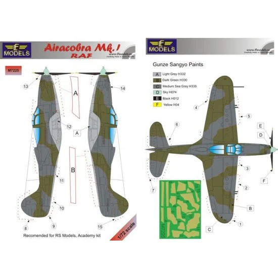 LF Models LFM7225 1/72 Bell Airacobra Mk. I RAF Camo Painting Masks for RS Models/Academy kit - Model Planes