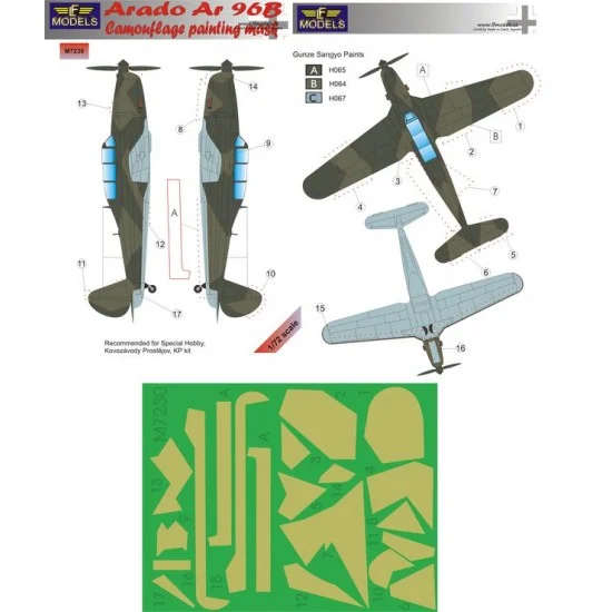 LF Models LFM7230 1/72 Arado Ar 96B Camo Mask for Special Hobby/Kovozavody Prostejov/KP kit - Model Planes