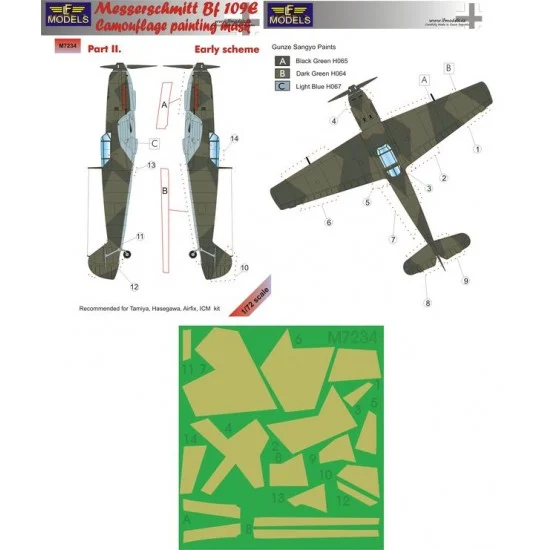 LF Models LFM7234 1/72 Bf 109E Early scheme part II. Camo Mask for Tamiya/Hasegawa/Airfix/ICM - Model Planes