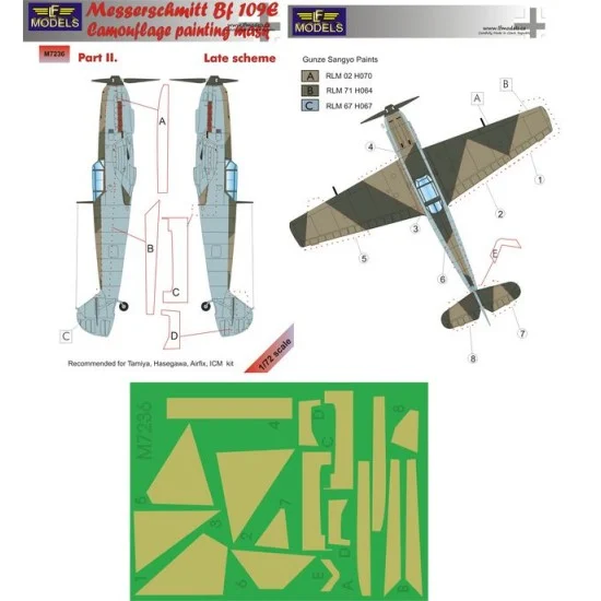 LF Models LFM7236 1/72 Bf 109E Late scheme part II. Camo Mask for Tamiya/Hasegawa/Airfix/ICM - Model Planes