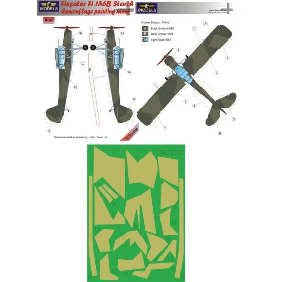 LF Models LFM7238 1/72 Fieseler Fi 156B Storch Camo Painting Mask for Academy/Heller/Smer kit - Model Planes