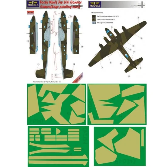 LF Models LFM7243 1/72 Focke Wulf Fw 200 Condor Camo Painting Mask for Revell/Trumpeter kit - Model Planes