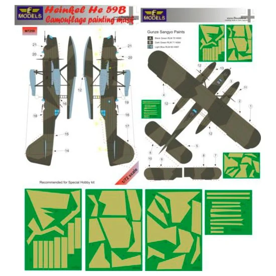 LF Models LFM7259 1/72 Heinkel He 59B Camouflage Painting Mask for Special Hobby kit - Model Planes