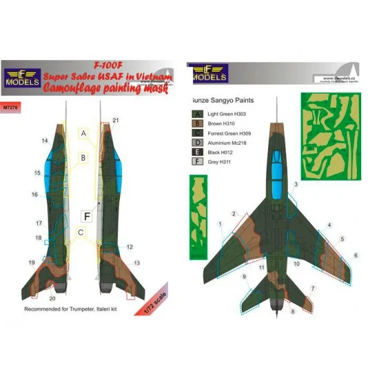 LF Models LFM7278 1/72 F-100F Super Sabre USAF in Vietnam Camo Mask for Trumpeter/Italeri kit