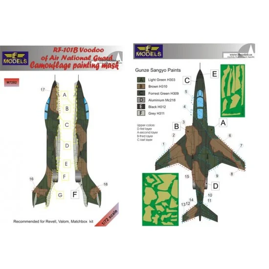 LF Models LFM7282 1/72 RF-101B Voodoo of Air National Guard Camo Mask for Revell/Matchbox/Valom
